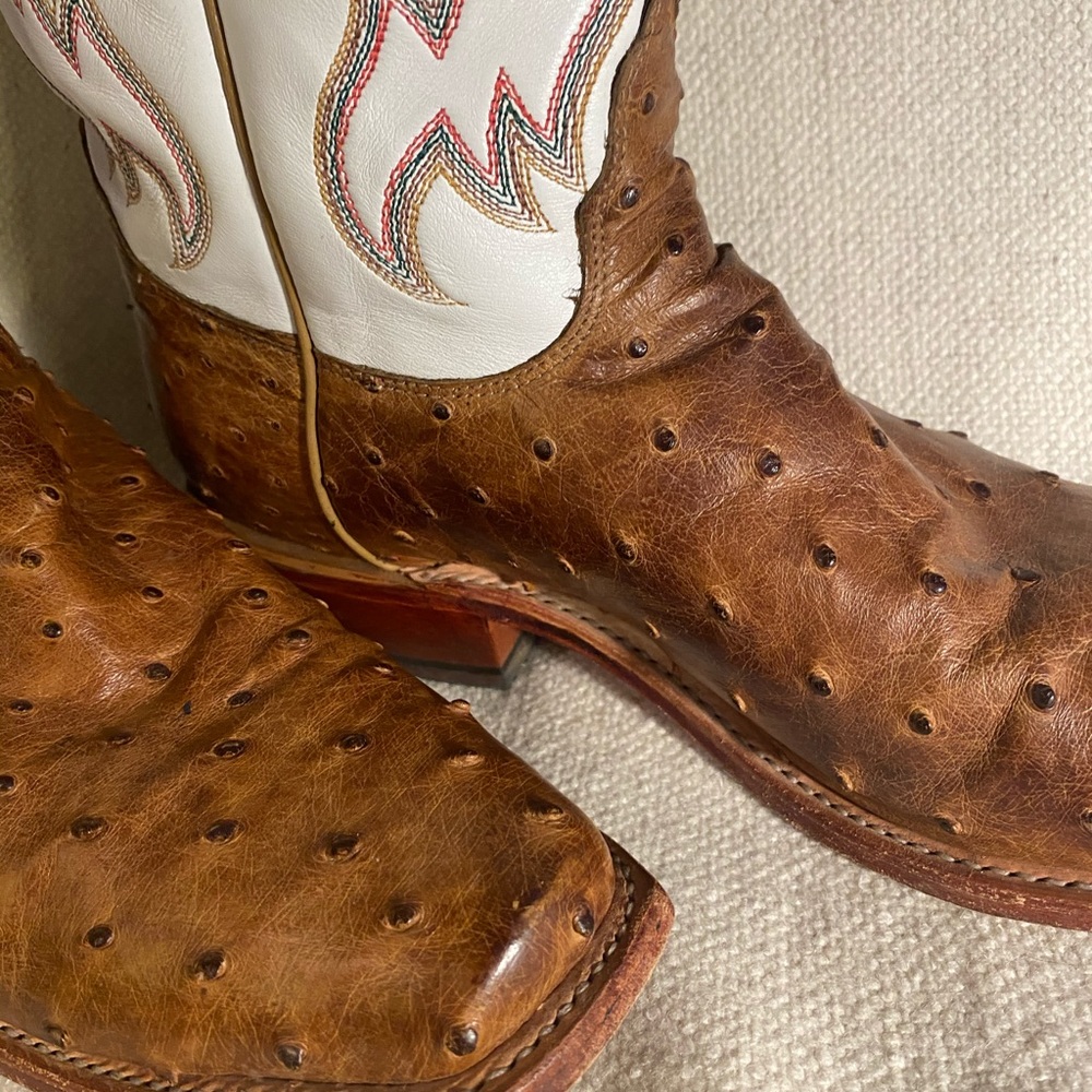 Nacoma embroidered ostrich skin cowboy boots